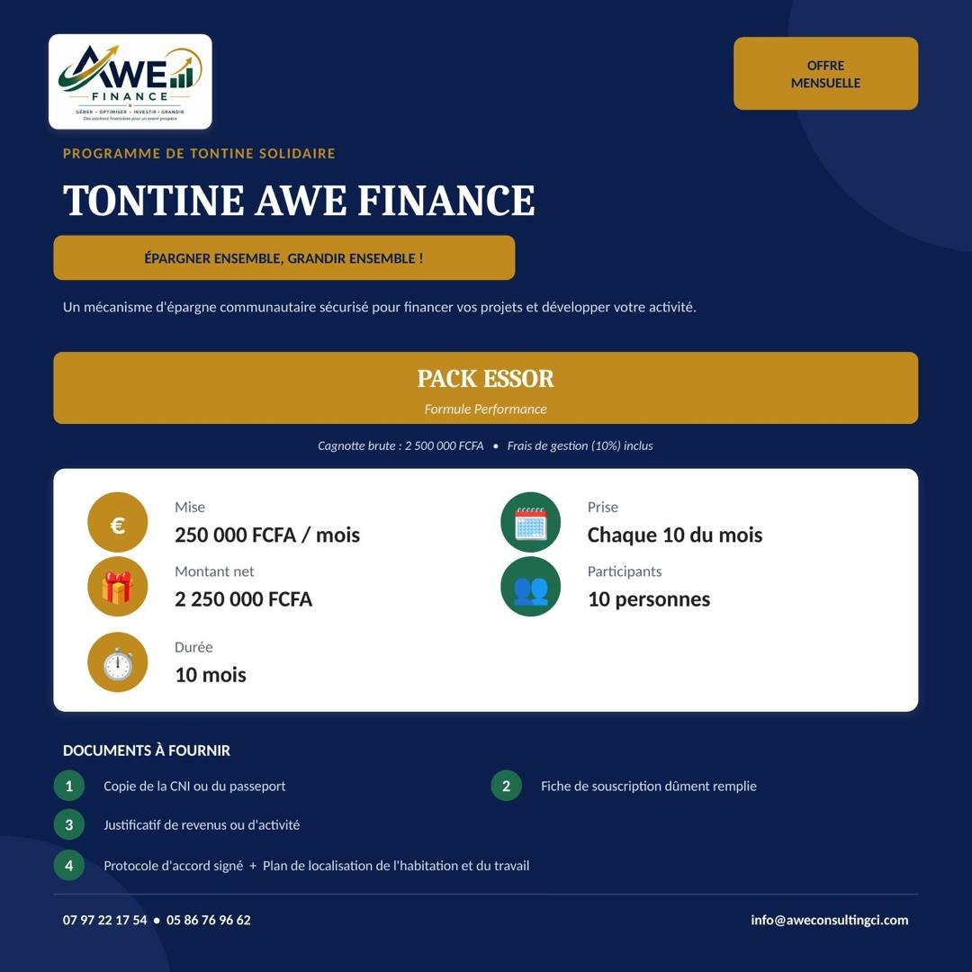 Pack Essor — Formule Performance, tontine AWE Finance
